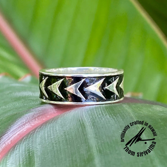 Sterling Silver 8mm Shark's-Tooth Ring