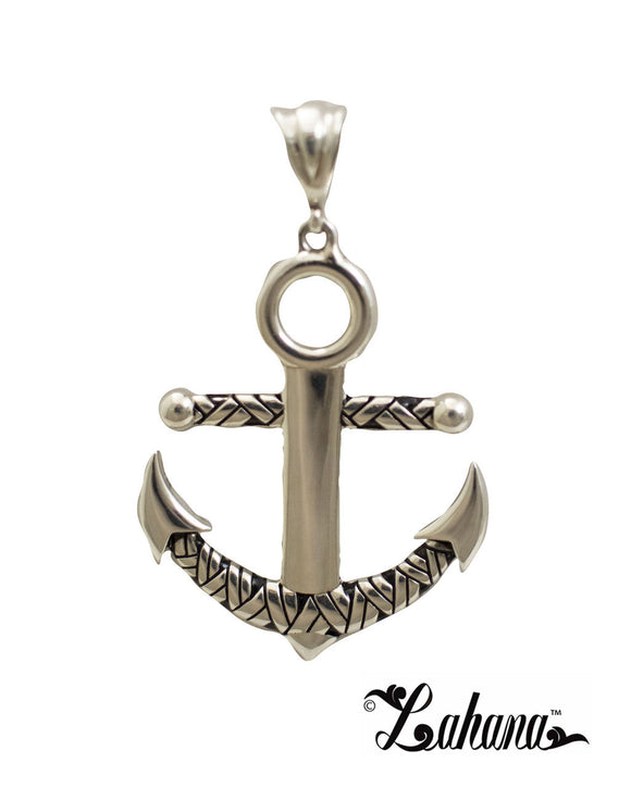 Silver Anchor Pendant with Tapa Design 3