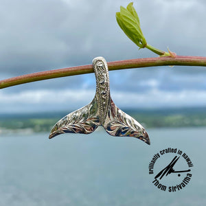 Sterling Silver Large Whale Tail Pendant