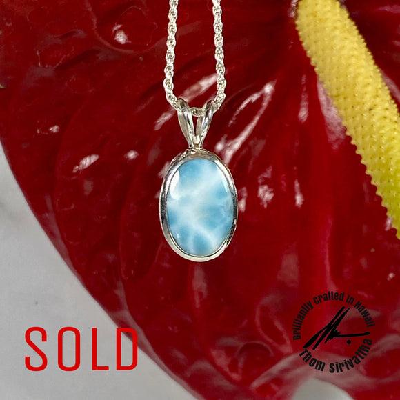 Larimar, 10 Carats, Sterling Silver Pendant