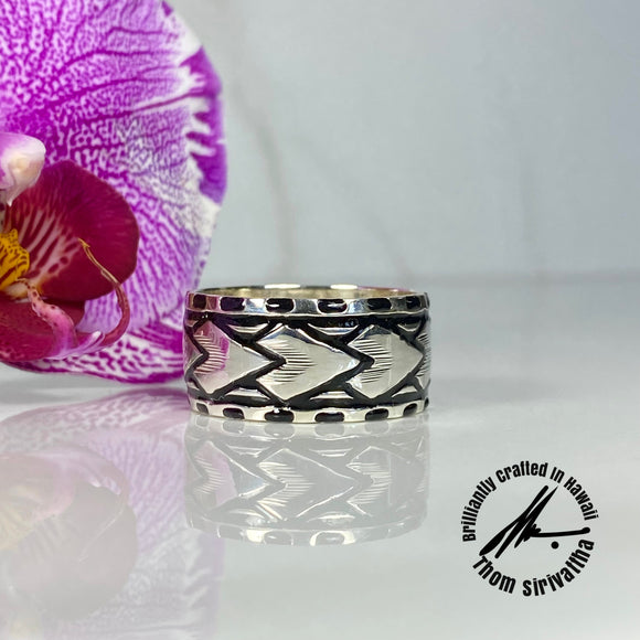 Sterling Silver 12mm Spearhead Tribal Ring 