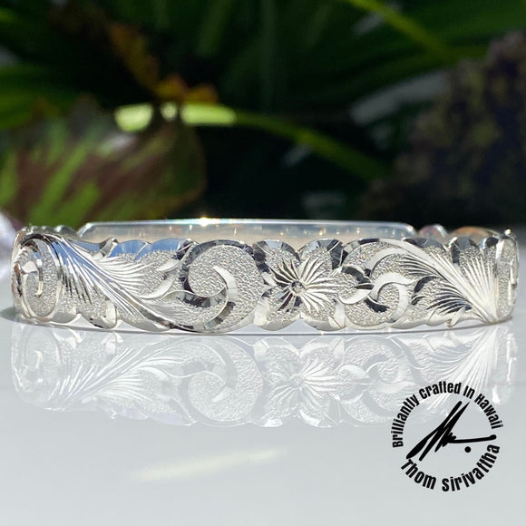 Sterling Silver 12mm Royal Scroll Bangle