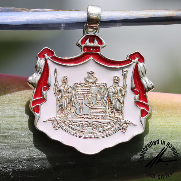 Sterling Silver Hawaiian Coat of Arms Pendant, Medium, 2 Color