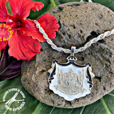 Sterling Silver Hawaiian Coat of Arms Pendant, Large,  2 Colors B/W