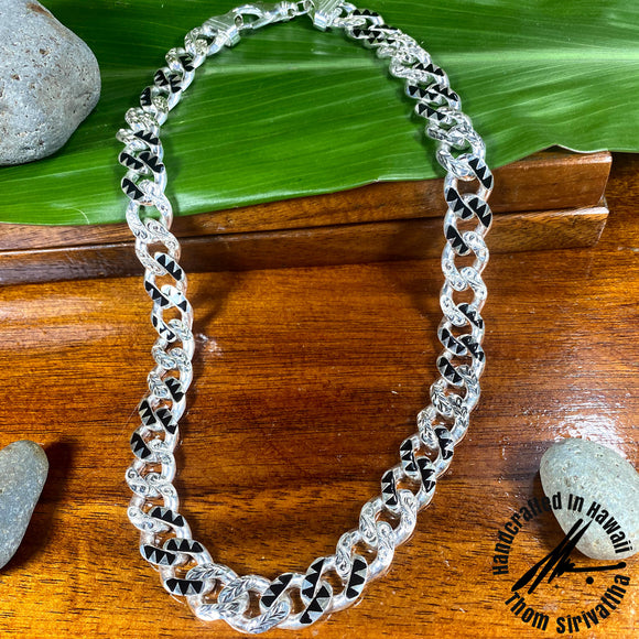 Cuban Links Engraved with Tapa, Princess Maile, and Princess Scroll