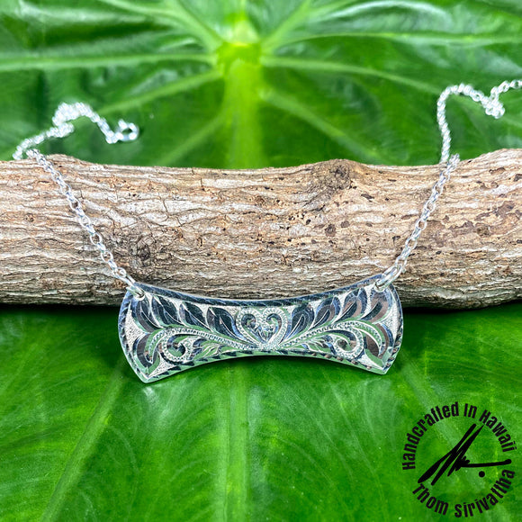 Cuff Necklace with Heart Scroll Design and Rope Border