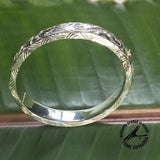 Sterling Silver 11mm Hinged Bangle with Three Sides Engraved