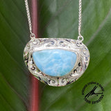 Larimar, 18.5 Carats, Sterling Silver Necklace