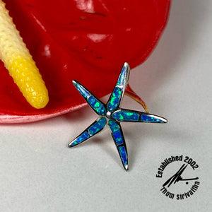 Sterling Silver Starfish Pendant with Synthetic Opal