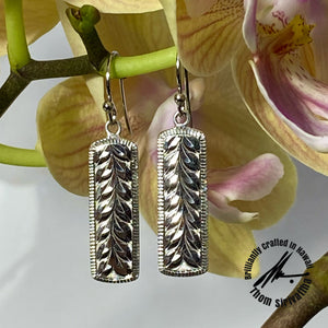 Sterling Silver Modern Vertical Bar Maile Earrings