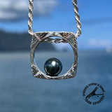 Tahitian Pearl, 10.5mm, Sterling Silver Square Cradle RIng