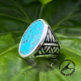 Compressed Turquoise Sterling Silver Signet Ring