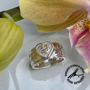 Sterling Silver 9 mm Heart Initial Tapered Ring