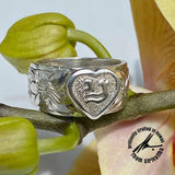 Sterling Silver 9mm Heart Initial Tapered Ring