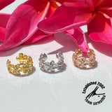 Sterling Silver Gold Plated Plumerias with CZs Ear Cuff