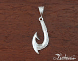 Sterling Silver Fishhook Engraved Pendant, Small