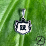 Sterling Silver Hawaiian Coat of Arms Initial Pendant with Raised Enamel Letter, Size S