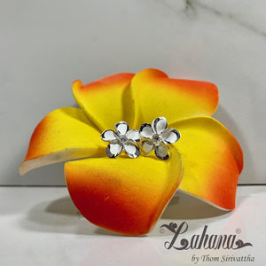 16mm Sterling Silver Plumeria CZ Stud Earrings