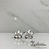 16mm Sterling Silver Plumeria CZ Stud Earrings