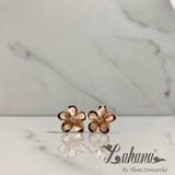 16mm Sterling Silver (Rose Gold Plated) Plumeria CZ Stud Earrings