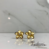 16mm  Sterling Silver Plumeria (Gold Plated) CZ Stud Earrings