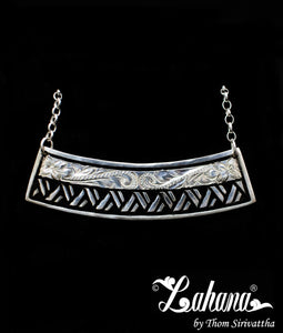 Sterling Silver Curve Pendant w/ Princess Scroll & Tapa 3 w/ 16in Rolo Chain