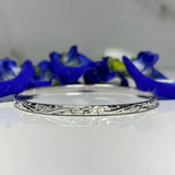 Sterling Silver 4mm Princess Scroll Bangle