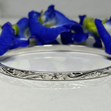 Sterling Silver 4mm Princess Scroll Bangle