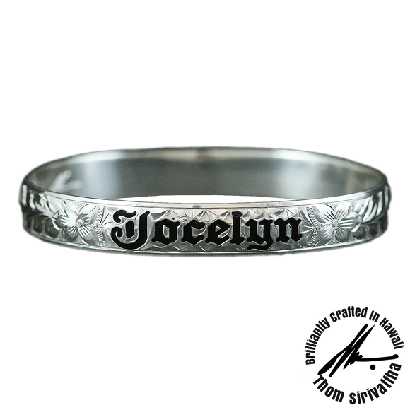 Sterling Silver Personalized Hawaiian Jewelry Bangles - Traditional Design
