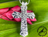 Princess Scroll Mirror Image with Maile Design Cross Pendant