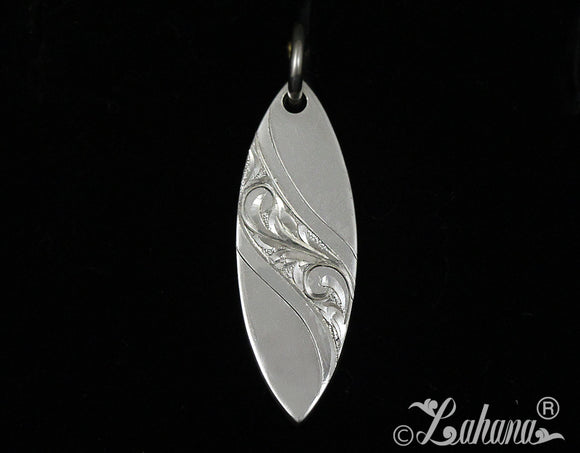 Surfboard Pendant (S) - Curved Modern Plumeria Scroll w/High Polish Finish