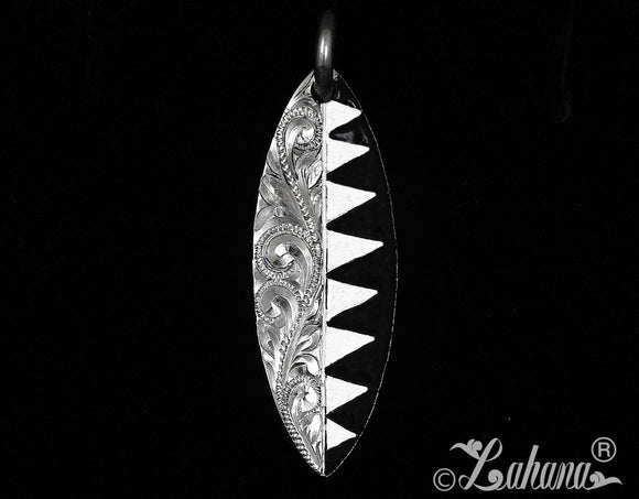 Surfboard Pendant (L) - Tapa Triangle Design Princess Scroll