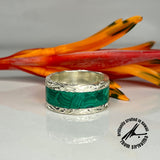 Sterling Silver 12mm Malachite Inlay Ring